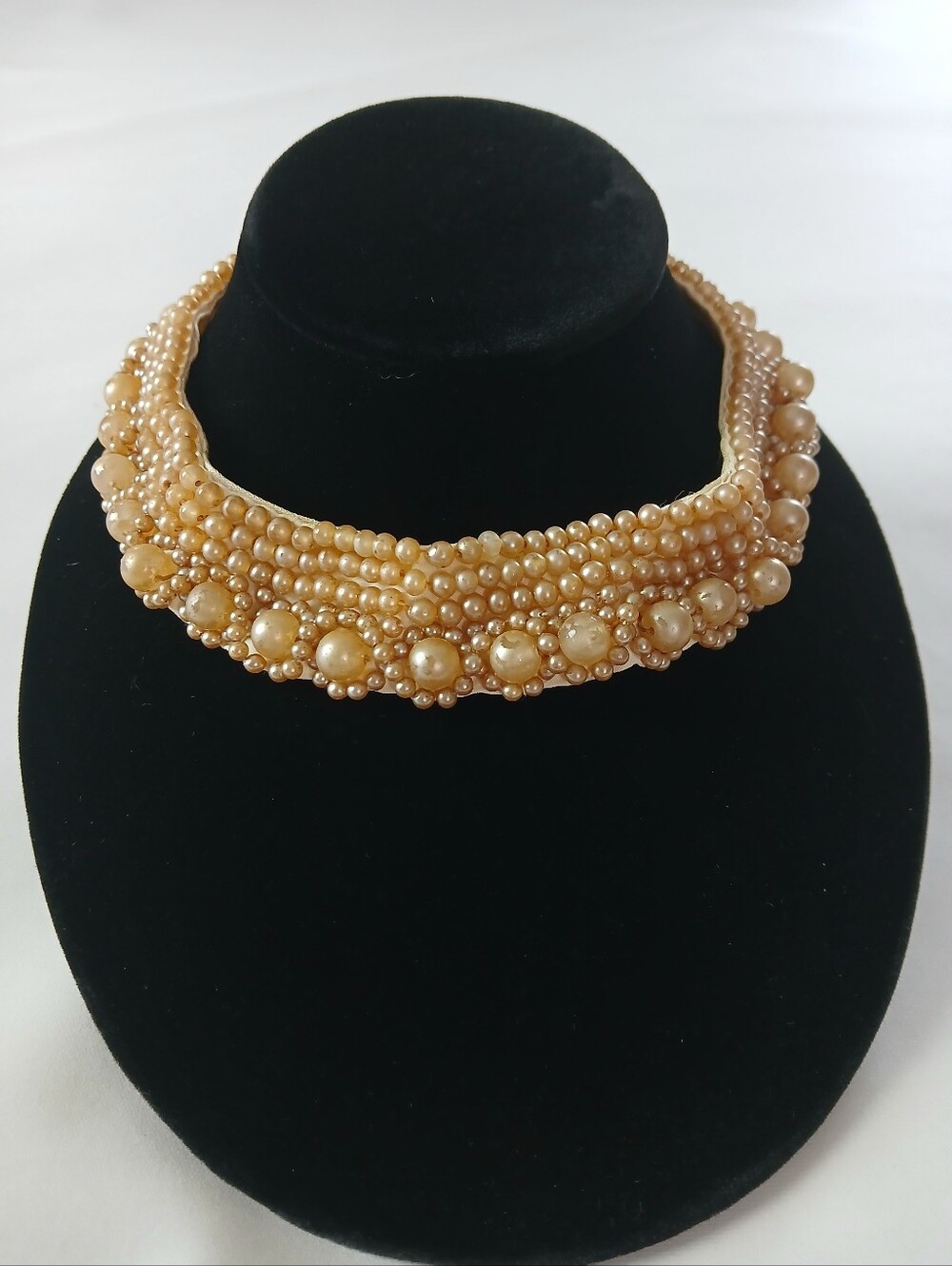 Vintage Faux Pearl Beaded Collar Necklace